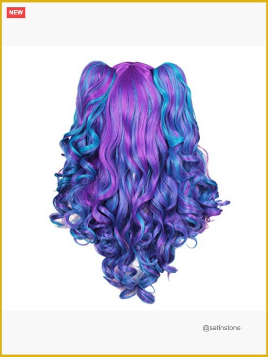 Long Curly Cosplay Wig with 2 Detachable Ponytails, Heat Resistant